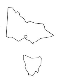 Outline picture of Victoria and Tasmania